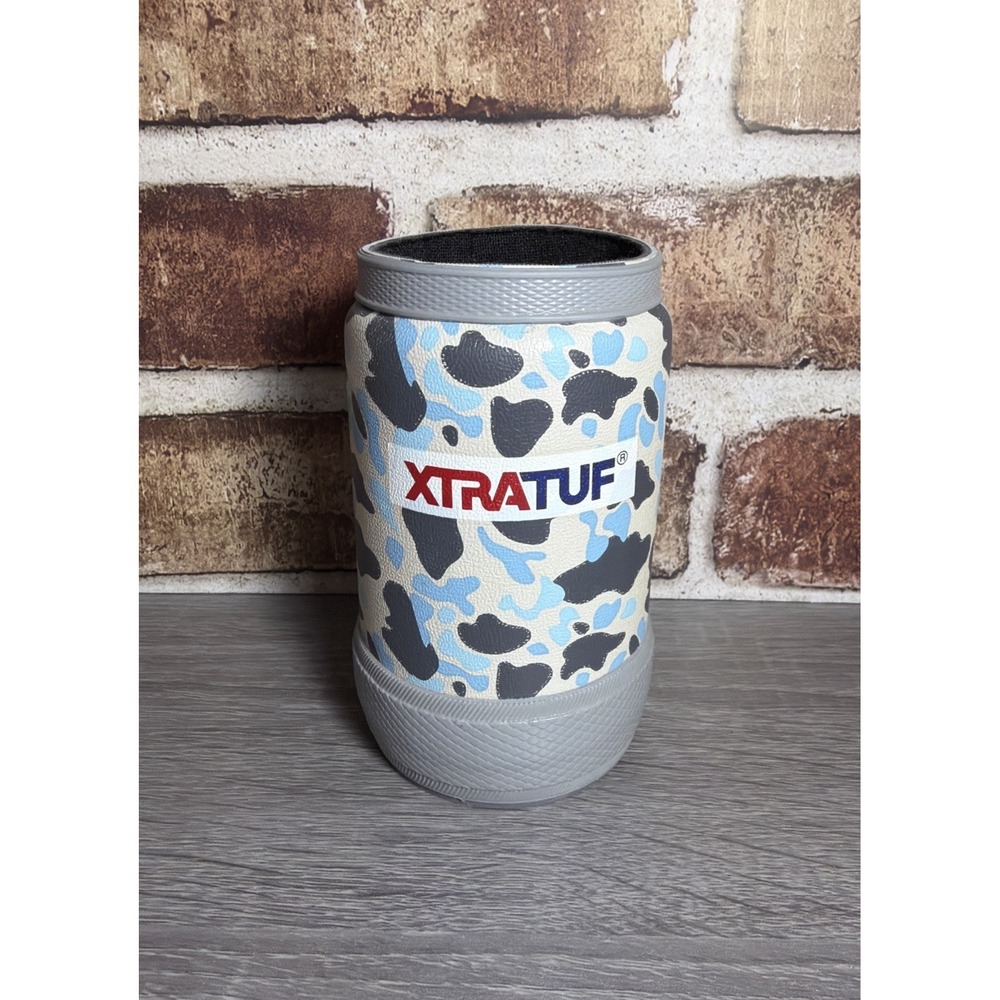 XTRATUF Legacy Skinny Can Coozie Blue Duck Camo Non-Slip 12 oz Can Cooler